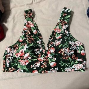 Green and Pink V-Neck Bikini Top